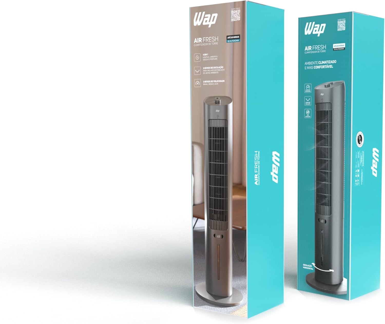 WAP Climatizador de Ar AIR FRESH 4 em 1, com Reservatório para Essência e 3 Níveis de Velocidades, Baixo Ruído, 90W