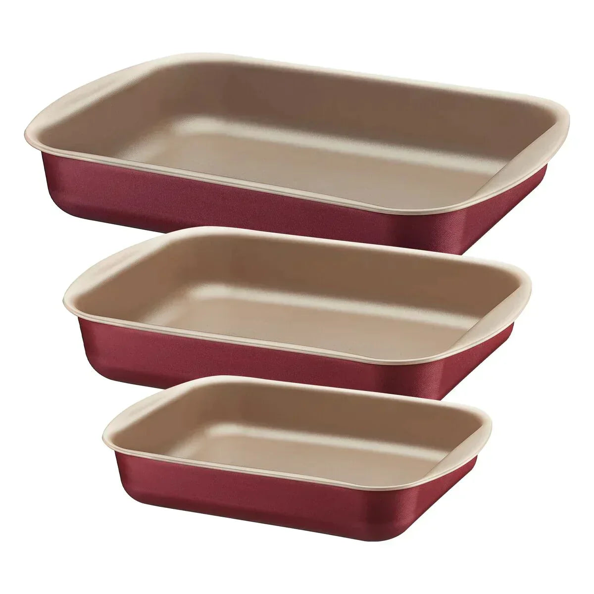 Jogo de Assadeiras Tramontina Brasil em Alumínio com Revestimento Antiaderente Starflon Max Vermelho 3 Peças