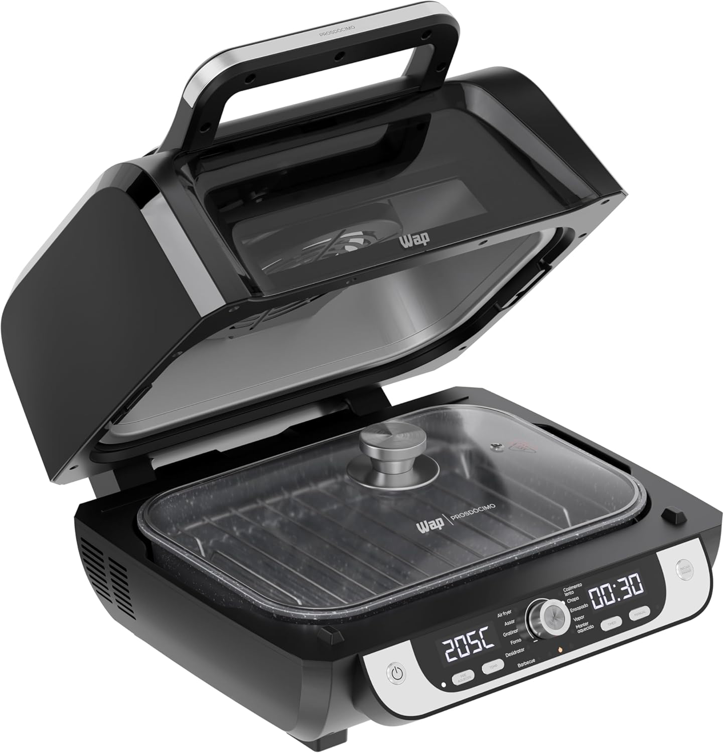 WAP Fritadeira Elétrica Air Fryer Barbecue Digital 12 em 1, 10 Litros, 4 Níveis de Temperatura, Antiaderente, 1700W