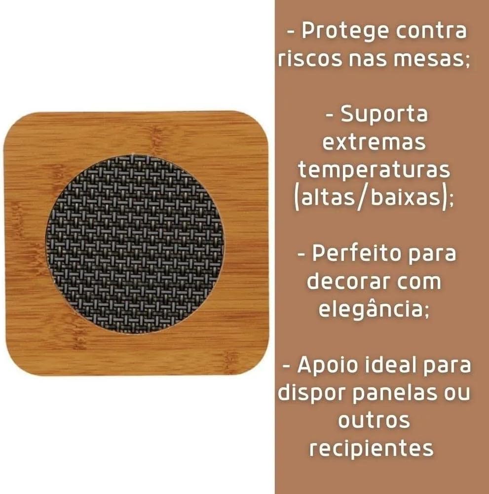 Descanso de panela 4un madeira para proteger mesas de panelas quentes e decorar