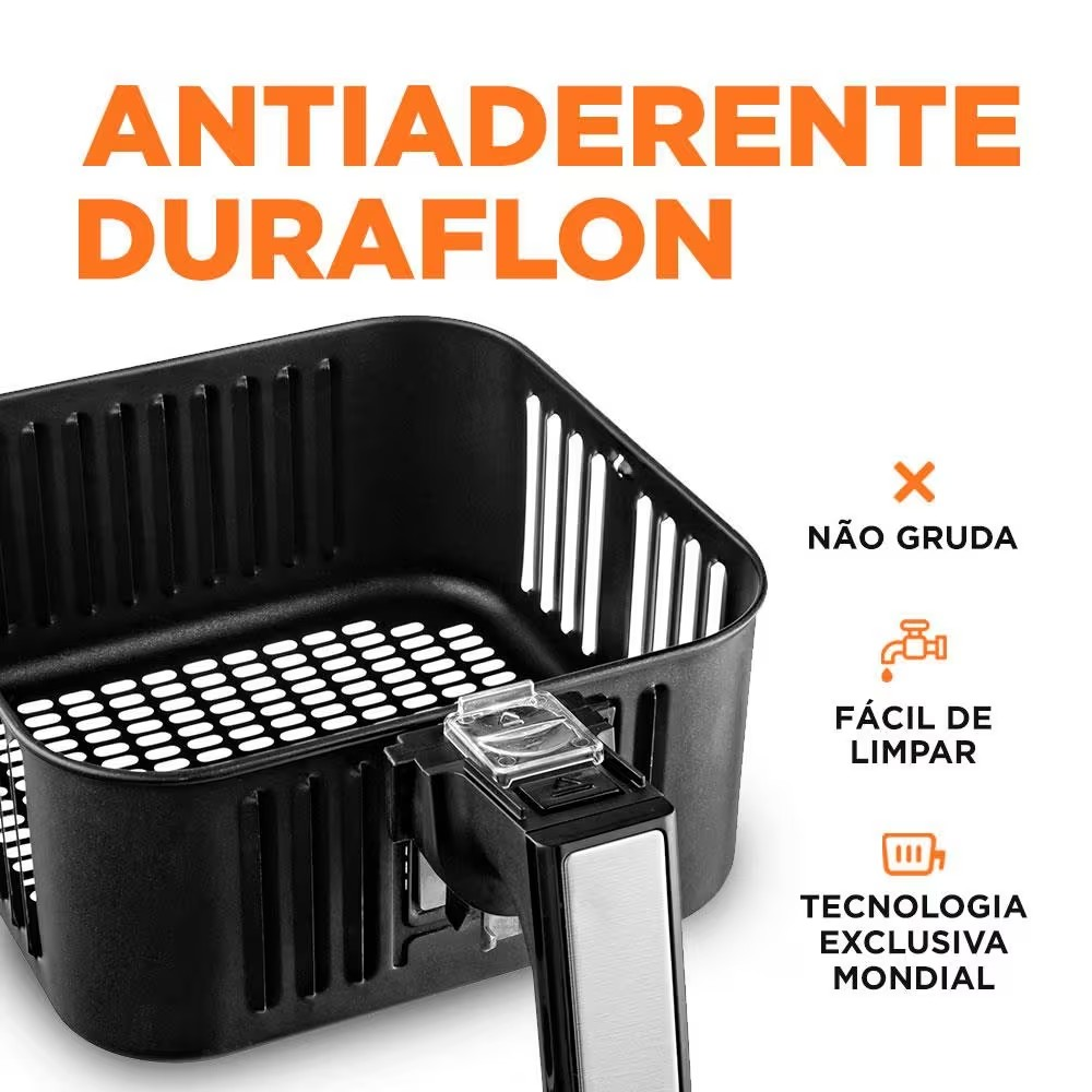 Fritadeira Elétrica Sem Óleo Air Fryer Mondial Grand Family AF-55I 5,5L – Preta/Inox