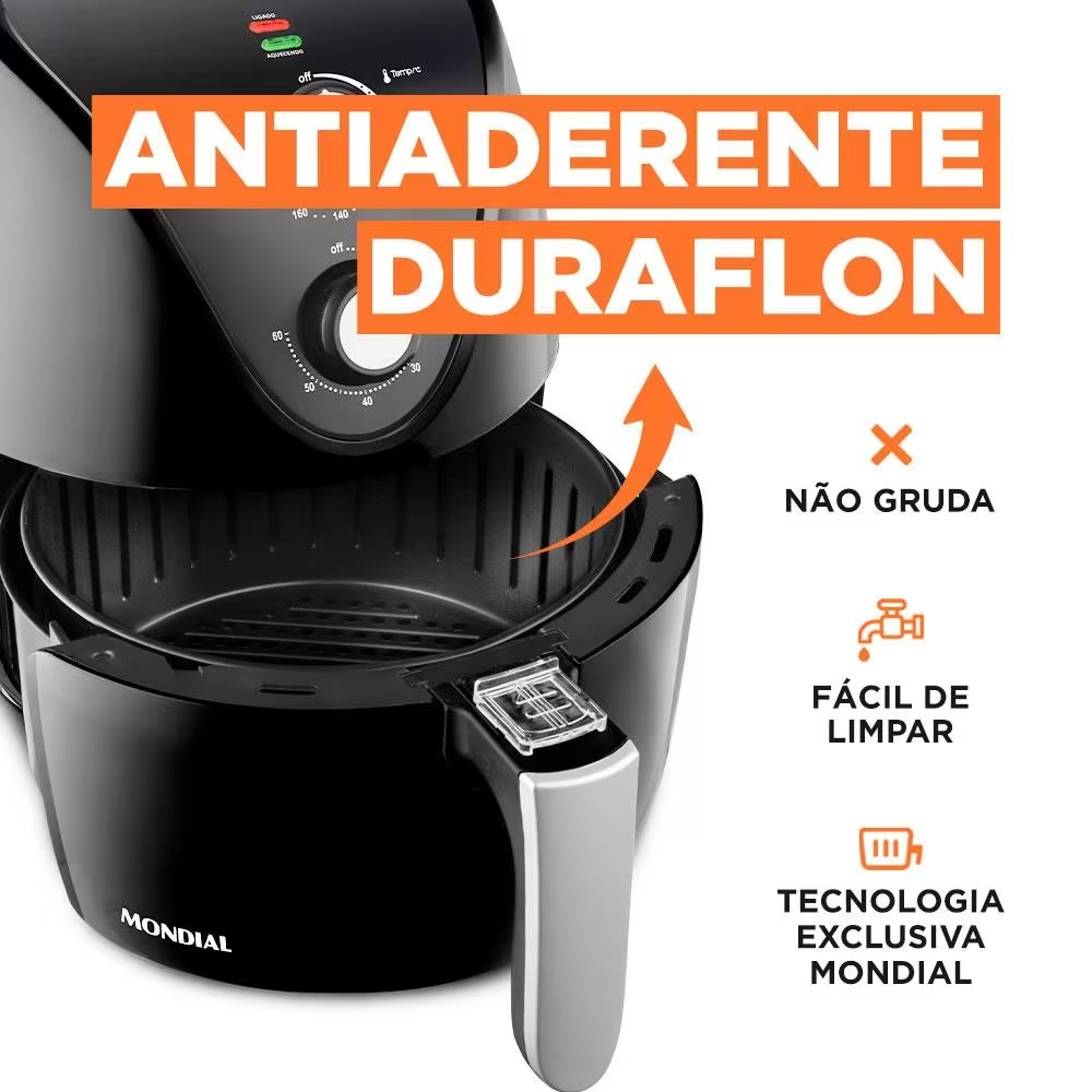 Fritadeira Elétrica Sem Óleo Air Fryer Mondial New Pratic AF31 3,5 L – Preto