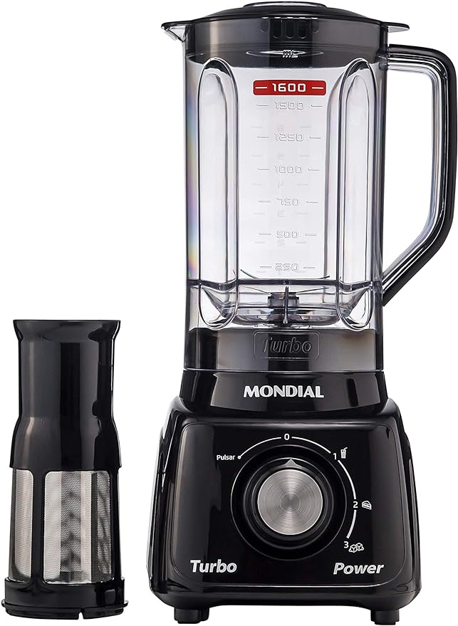 Liquidificador Mondial, Turbo Power - Preto 550W, Preto, 2,2 L - L-99 FB