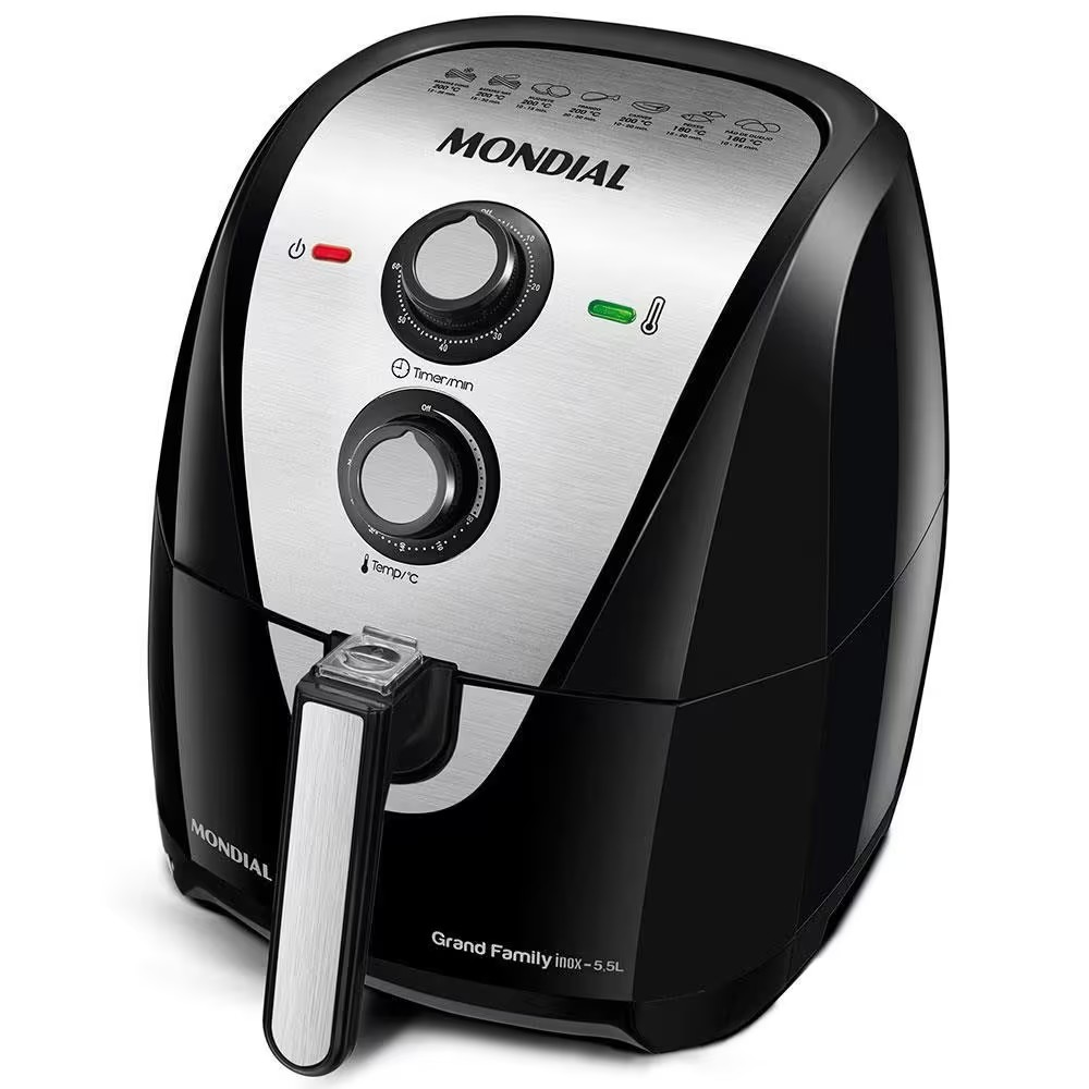Fritadeira Elétrica Sem Óleo Air Fryer Mondial Grand Family AF-55I 5,5L – Preta/Inox