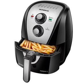 Fritadeira Elétrica Sem Óleo Air Fryer Mondial AFN40BI Family Inox 4L - Preta/Inox
