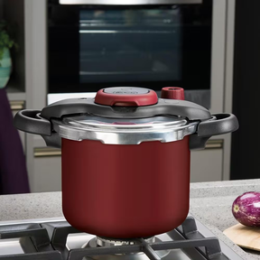 Panela de Pressão 4,5 L Rochedo Clipso Fechamento Externo em Alumínio com Revestimento Antiaderente e 5 Sistemas de Segurança - Vermelha
