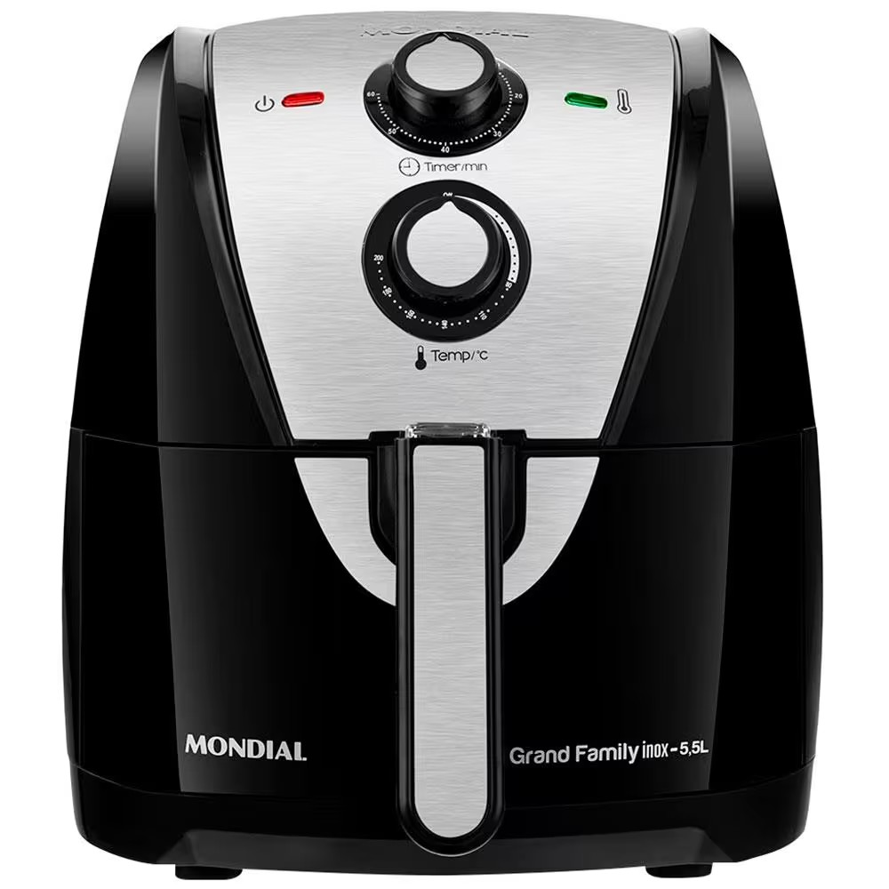 Fritadeira Elétrica Sem Óleo Air Fryer Mondial Grand Family AF-55I 5,5L – Preta/Inox