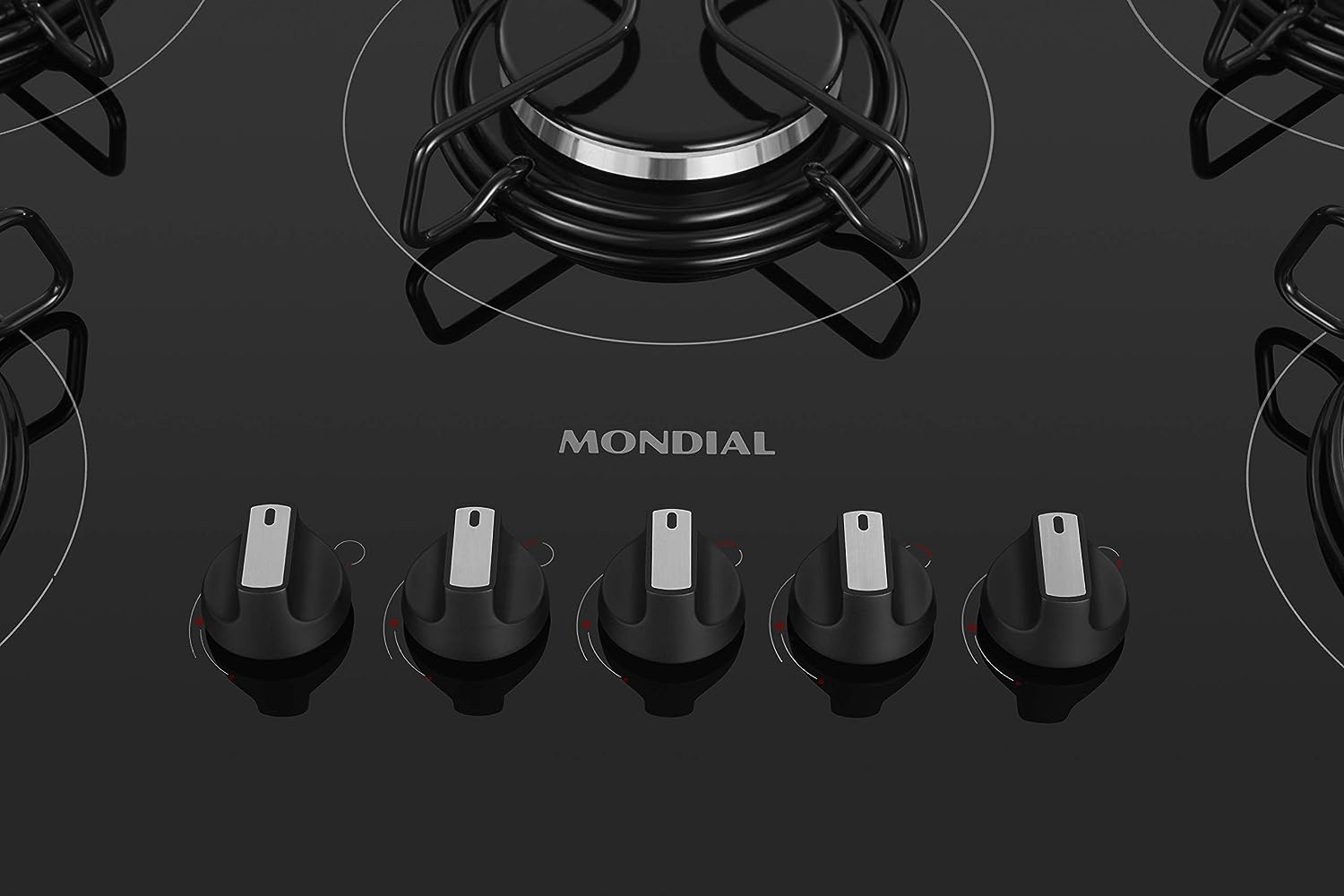 Cooktop a Gás, 5 Bocas, Mondial, Preto/Inox, Bivolt - CTG-02