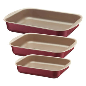 Jogo de Assadeiras Tramontina Brasil em Alumínio com Revestimento Antiaderente Starflon Max Vermelho 3 Peças