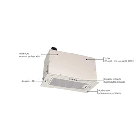 Coifa de Embutir Tramontina Incasso 51 em Aço Inox com Acabamento Scotch Brite 51 cm 127 V