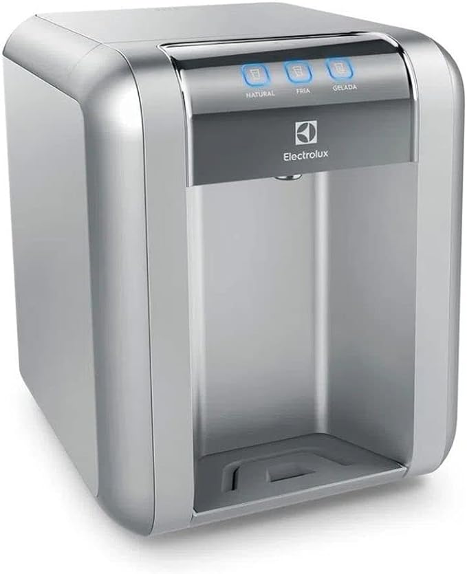 Purificador de Água Gelada Fria e Natural Elétrico Compacto Eletronico placa Electrolux cinza prata com Painel Touch Bivolt PE11X