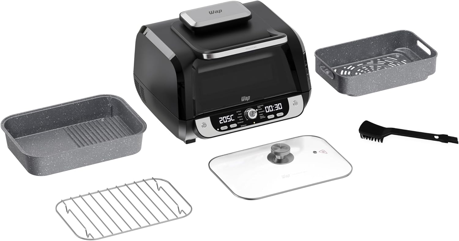 WAP Fritadeira Elétrica Air Fryer Barbecue Digital 12 em 1, 10 Litros, 4 Níveis de Temperatura, Antiaderente, 1700W