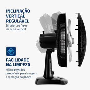 Ventilador de Mesa MONDIAL 110V, 30cm, 6 pás, Super Power - VSP-30-B