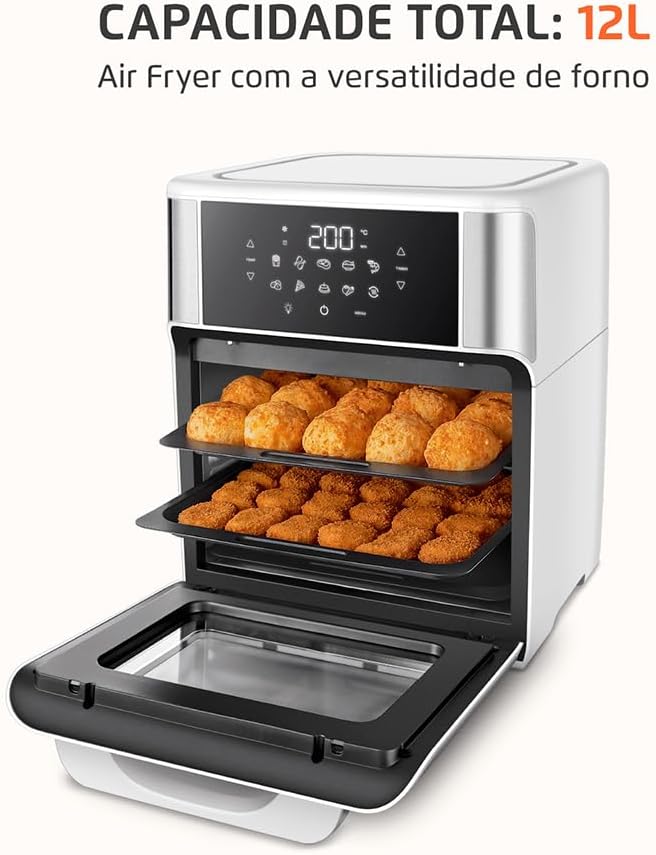 MONDIAL Fritadeira Air Fryer Forno Oven 12L, Preto/Inox, 2000W, 220V - AFON-12L-BI