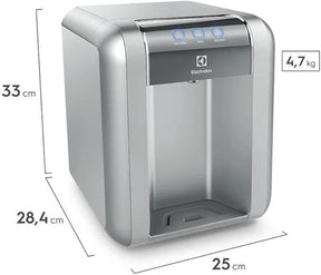 Purificador de Água Gelada Fria e Natural Elétrico Compacto Eletronico placa Electrolux cinza prata com Painel Touch Bivolt PE11X