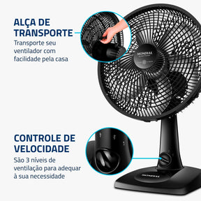 Ventilador de Mesa MONDIAL 110V, 30cm, 6 pás, Super Power - VSP-30-B