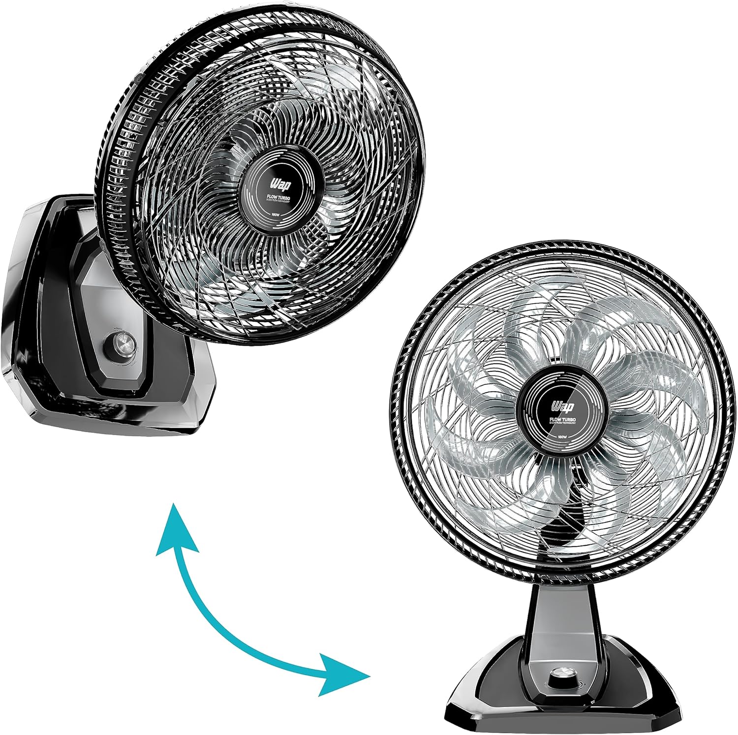 WAP Ventilador de Mesa e Parede 50cm FLOW TURBO, com Tecnologia Silenciosa e Econômica, 8 Pás e 3 Velocidades, 180W