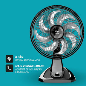 WAP Ventilador de Mesa e Parede 50cm FLOW TURBO, com Tecnologia Silenciosa e Econômica, 8 Pás e 3 Velocidades, 180W