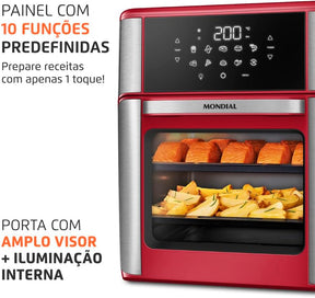 MONDIAL Fritadeira Air Fryer Forno Oven 12L, Preto/Inox, 2000W, 220V - AFON-12L-BI