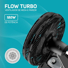 WAP Ventilador de Mesa e Parede 50cm FLOW TURBO, com Tecnologia Silenciosa e Econômica, 8 Pás e 3 Velocidades, 180W
