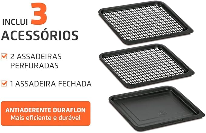 MONDIAL Fritadeira Air Fryer Forno Oven 12L, Preto/Inox, 2000W, 220V - AFON-12L-BI