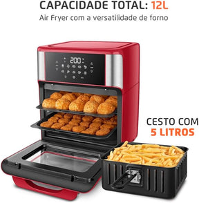 MONDIAL Fritadeira Air Fryer Forno Oven 12L, Preto/Inox, 2000W, 220V - AFON-12L-BI