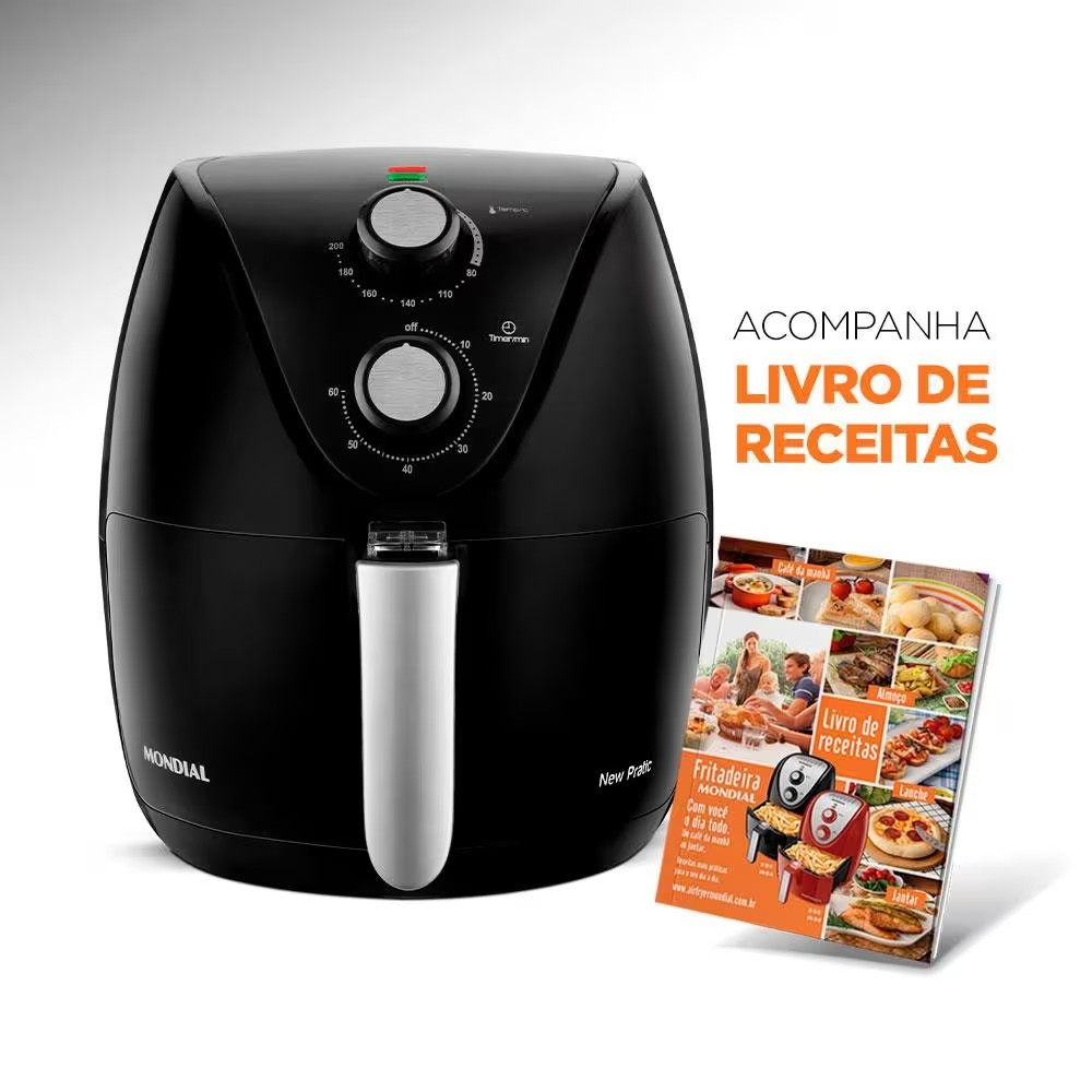 Fritadeira Elétrica Sem Óleo Air Fryer Mondial New Pratic AF31 3,5 L – Preto