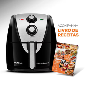 Fritadeira Elétrica Sem Óleo Air Fryer Mondial Grand Family AF-55I 5,5L – Preta/Inox