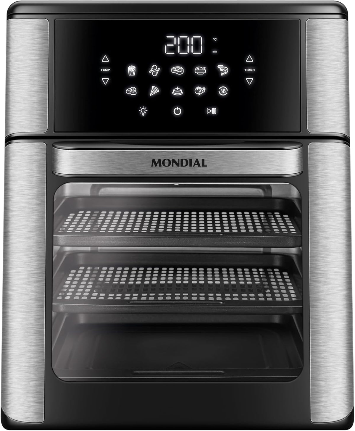 MONDIAL Fritadeira Air Fryer Forno Oven 12L, Preto/Inox, 2000W, 220V - AFON-12L-BI