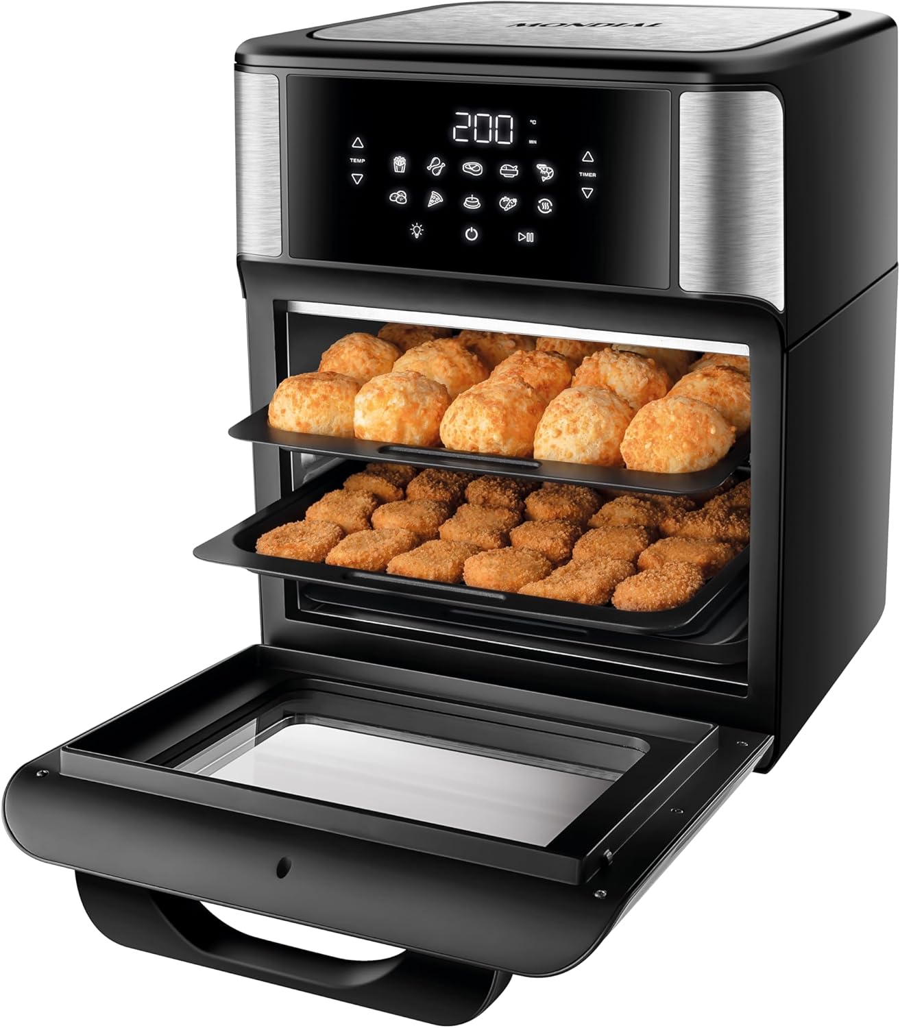 MONDIAL Fritadeira Air Fryer Forno Oven 12L, Preto/Inox, 2000W, 220V - AFON-12L-BI