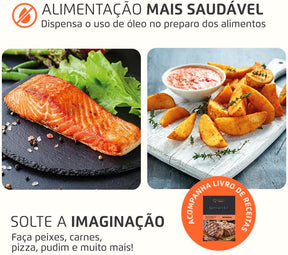 MONDIAL Fritadeira Air Fryer Forno Oven 12L, Preto/Inox, 2000W, 220V - AFON-12L-BI