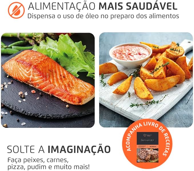 MONDIAL Fritadeira Air Fryer Forno Oven 12L, Preto/Inox, 2000W, 220V - AFON-12L-BI