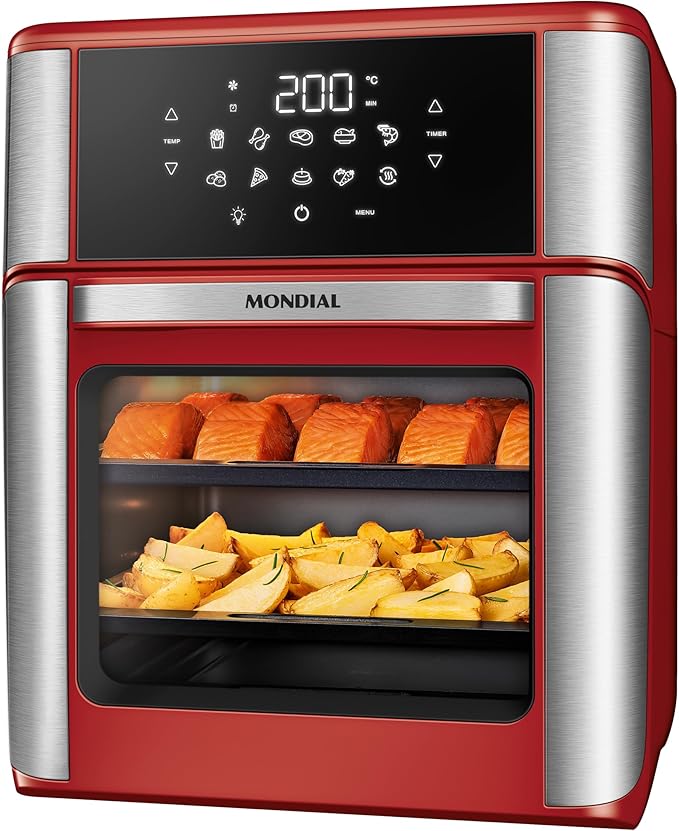 MONDIAL Fritadeira Air Fryer Forno Oven 12L, Preto/Inox, 2000W, 220V - AFON-12L-BI