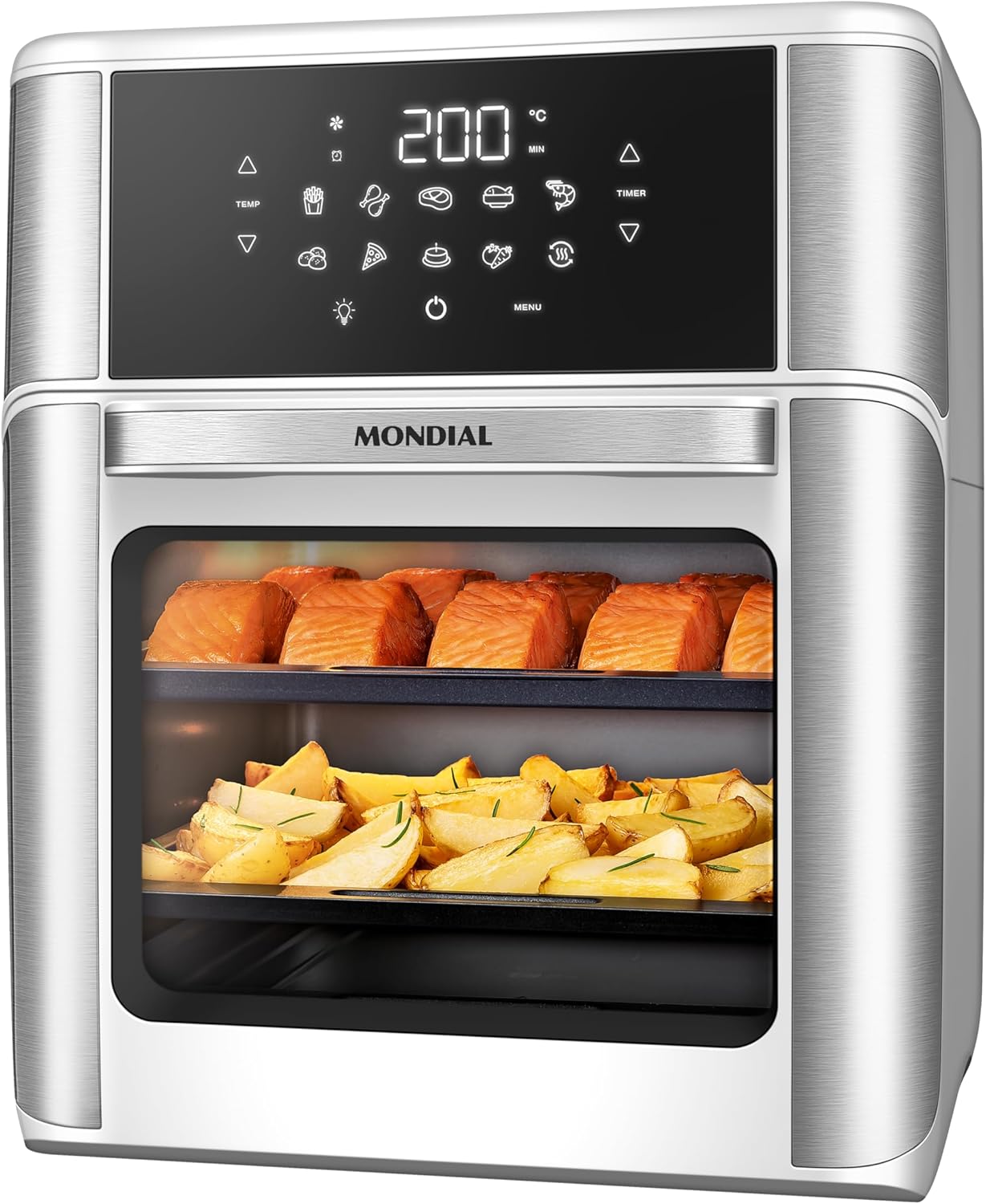 MONDIAL Fritadeira Air Fryer Forno Oven 12L, Preto/Inox, 2000W, 220V - AFON-12L-BI