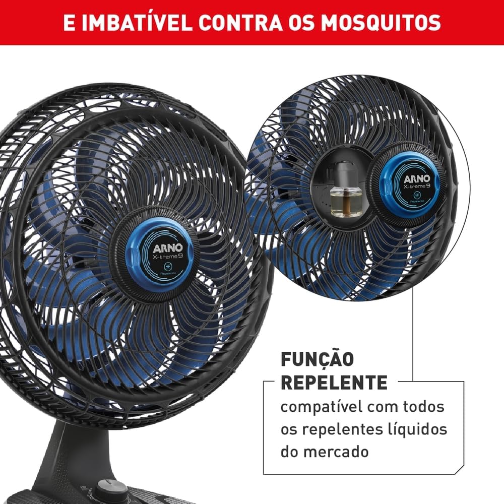Ventilador Arno X-treme 9 Mesa Repelente 9 pás 160W 40cm
