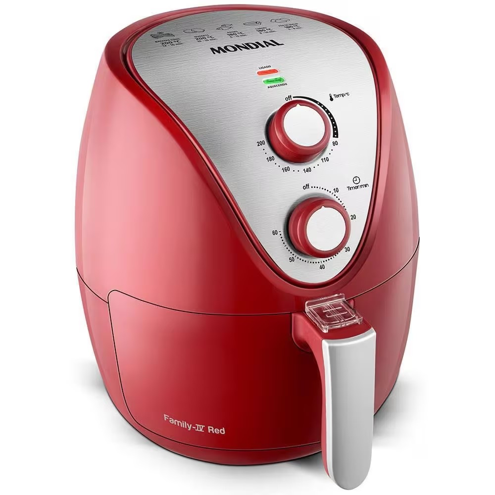 Fritadeira Elétrica Sem Óleo Air Fryer Mondial AF-32-RI 3,5L - Vermelha/Inox